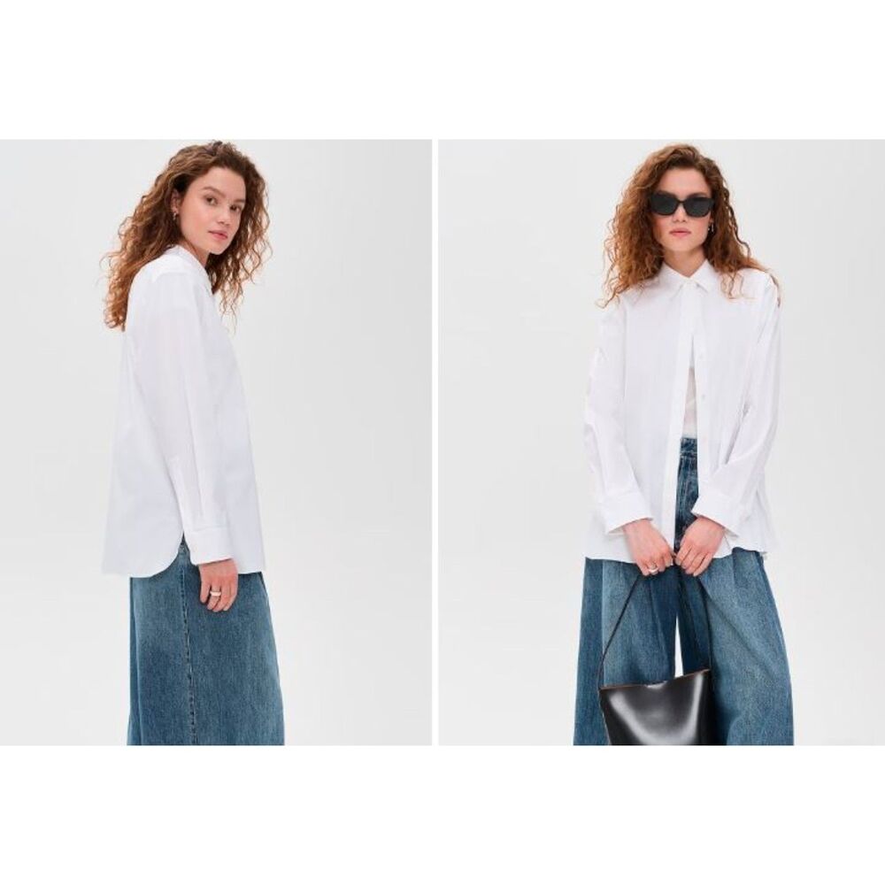 Theory Women's Classic Menswear LUXE Shirt Sz P NWT 265 White